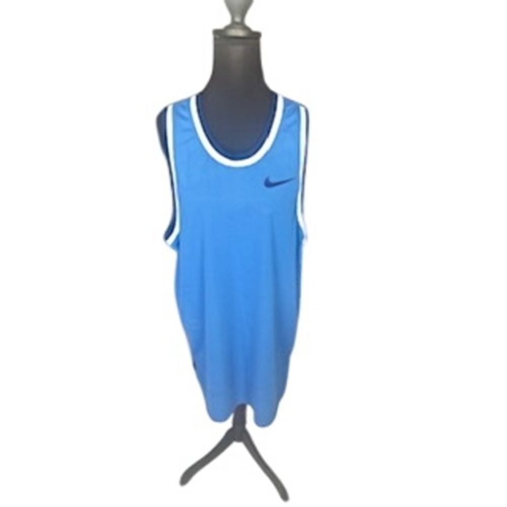 Nike Dri-Fit Basketball Tank Top Mens Large Blue White Athletic Jersey Swoosh